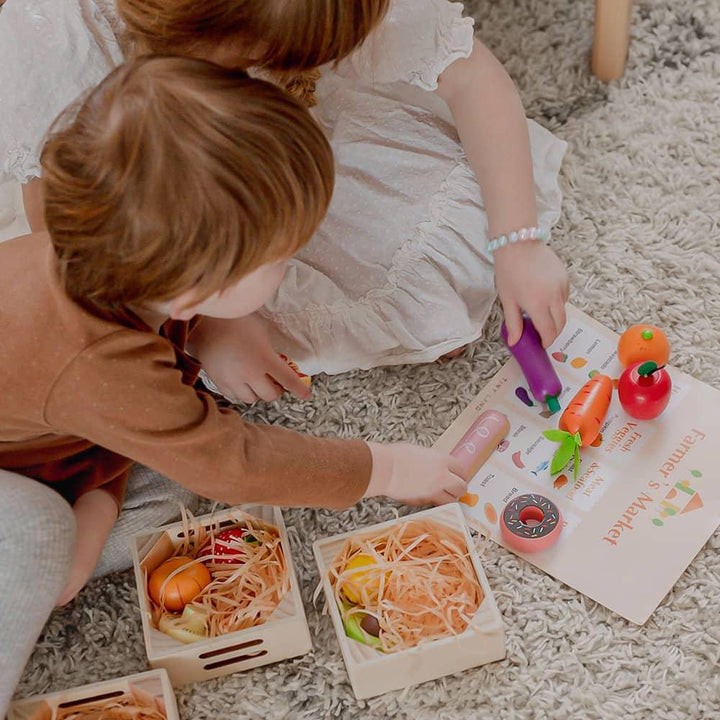 Tiny Land wood play kitchen grocery playset
