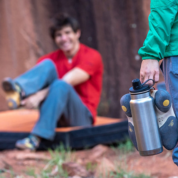 Matte Black Klean Kanteen 32oz TKWide with Chug Cap, non toxic and perfect for rock climbing.