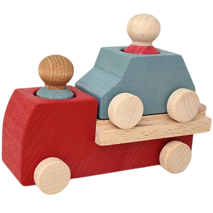 A Candylab Toys pizza van, shown with other toy vehicles to create an imaginative and active play environment.