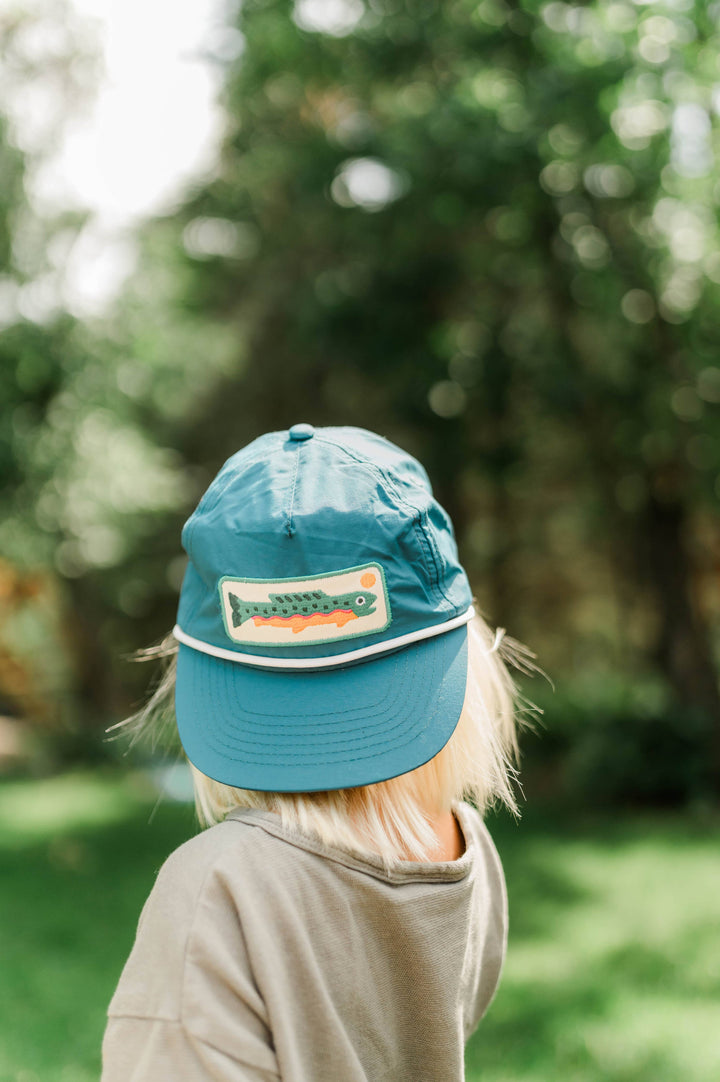 Fast-dry nylon toddler hat, Trek Light Trout 5-panel flat brim cap