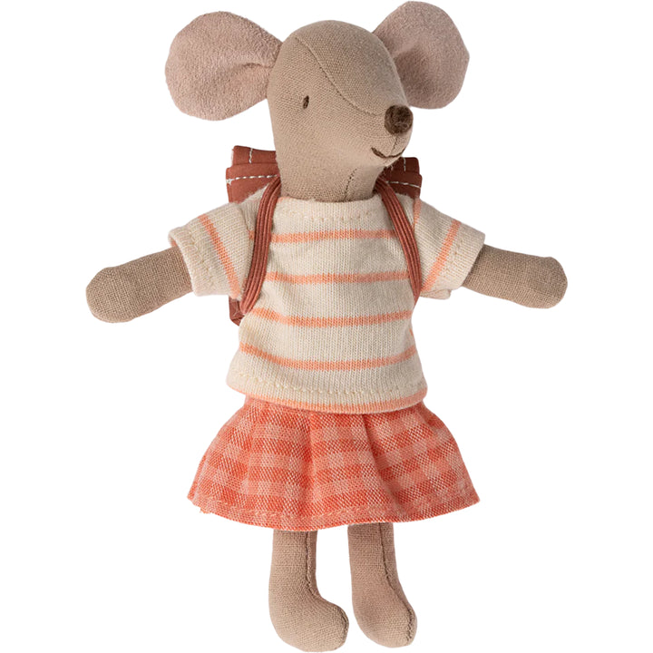 maileg big sister tricycle mouse coral