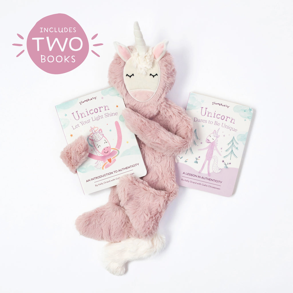 slumberkins unicorn's authenticity set with two books