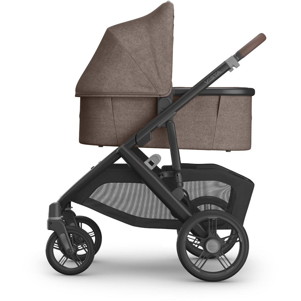 Owen color Uppababy Vista V3 Stroller + Bassinet V3 pictured with canopy extended, top infant stroller choice.