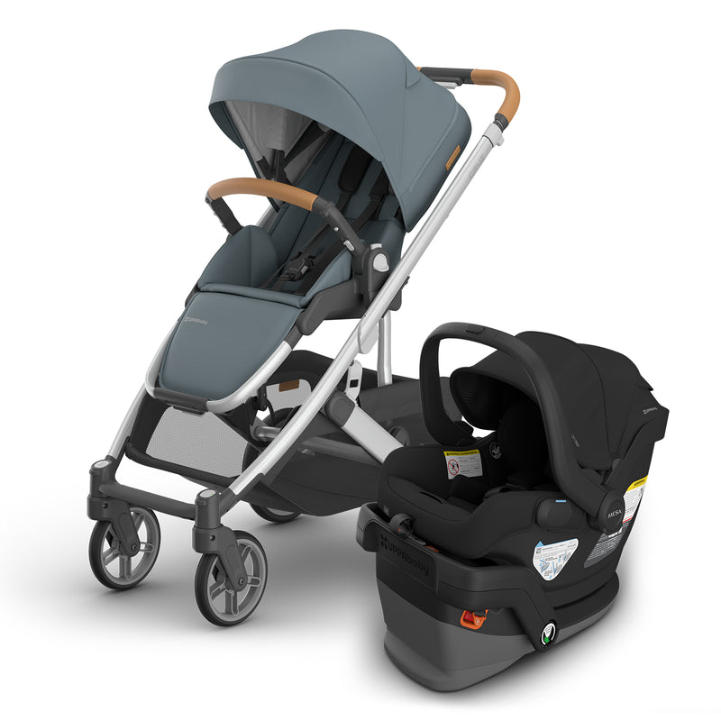 UPPAbaby Cruz V3 in Callum paired with Jake Mesa V3 car seat, a best baby travel system for families on the go.
