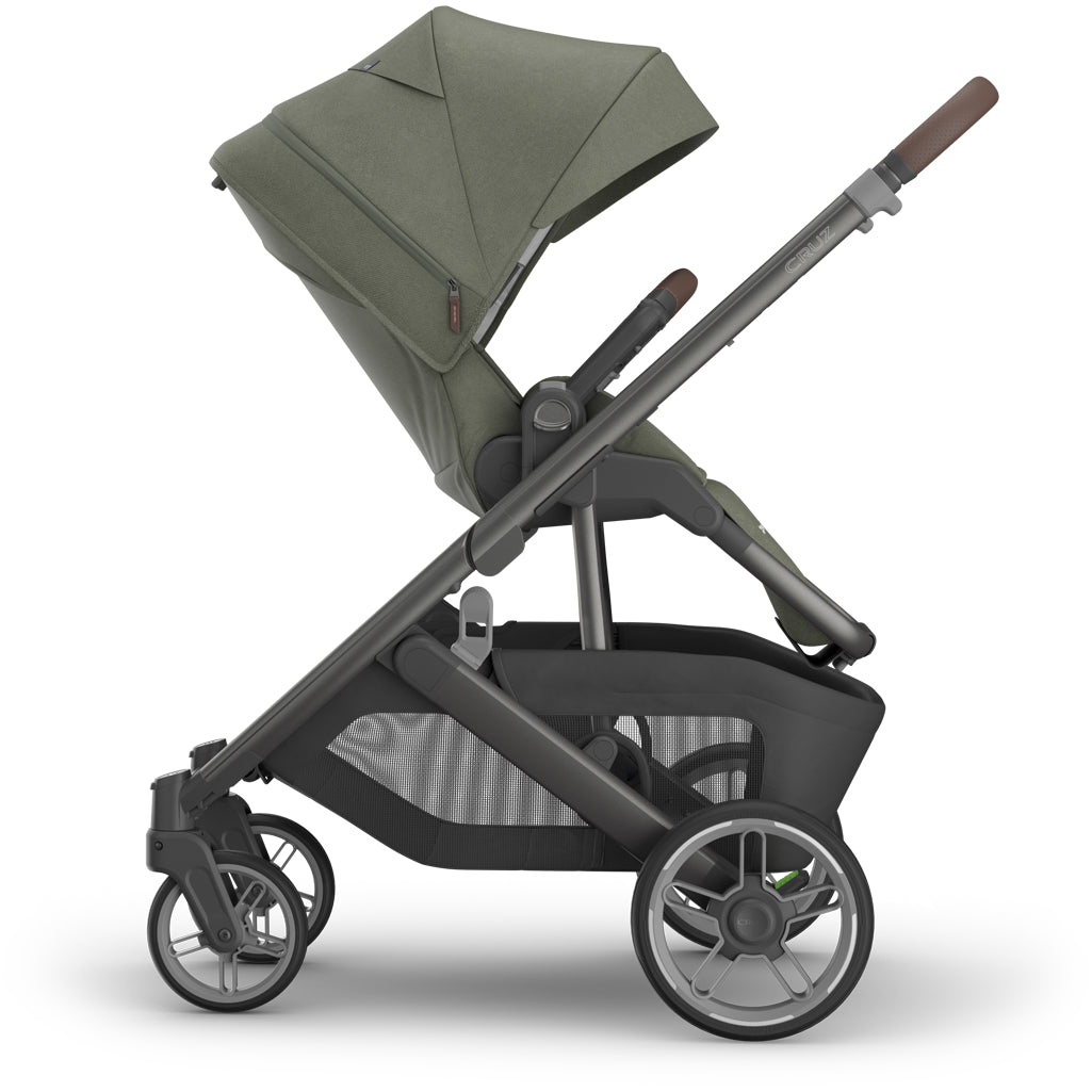 Left side with canopy extended on Uppababy Cruz V3 Stroller Evelyn, stroller travel system with breathable fabric