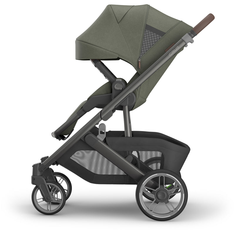 Multi recline feature shown on Uppababy Cruz V3 Stroller Evelyn, versatile stroller from newborn to toddler