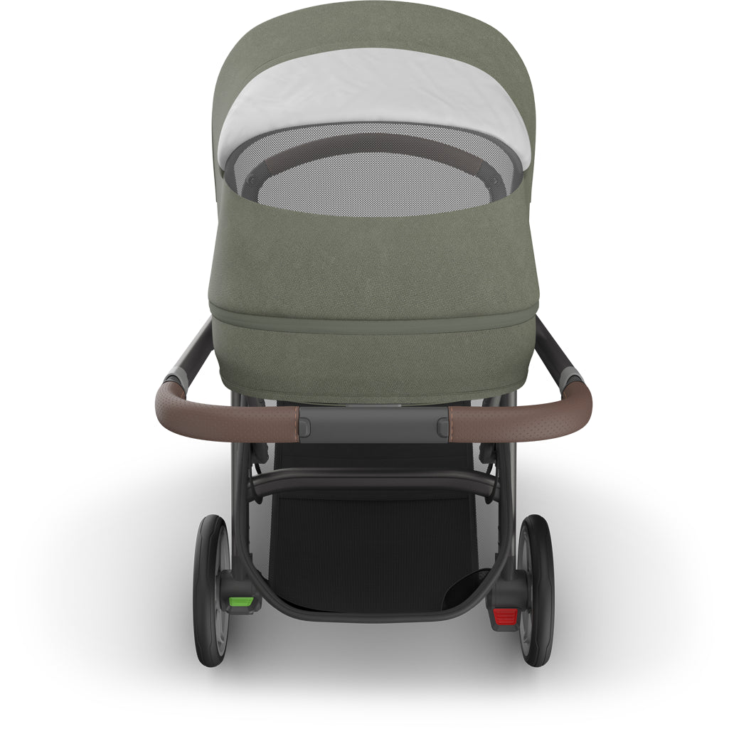 Side reversed seat view of Uppababy Cruz V3 Stroller Evelyn, stroller for infant with flexible seating configurations