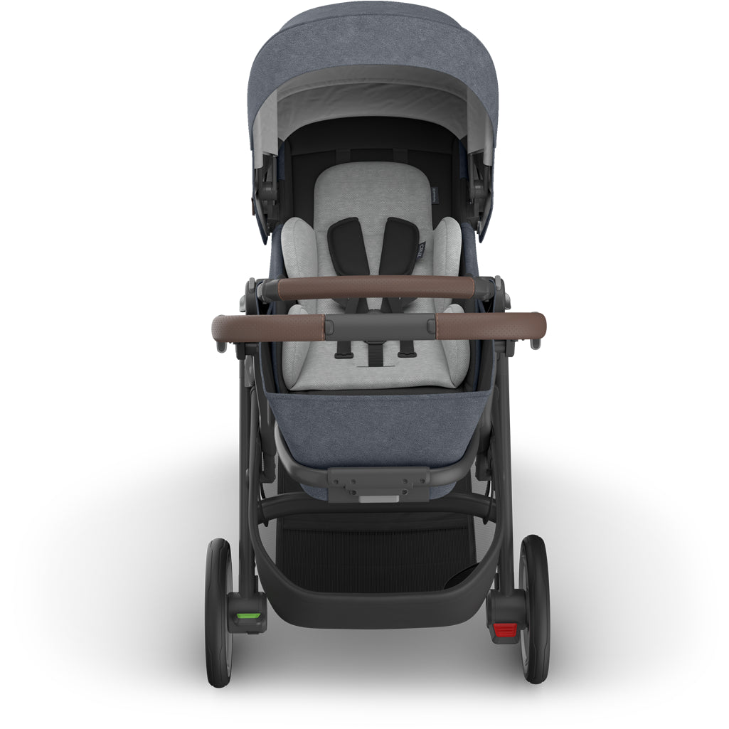 Back view of Uppababy v3 stroller cruz Julian, safest stroller with premium fabrics and sturdy wheels