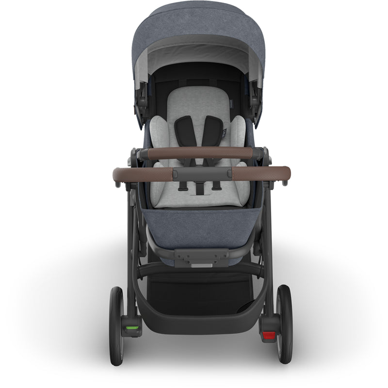 Back view of Uppababy v3 stroller cruz Julian, safest stroller with premium fabrics and sturdy wheels