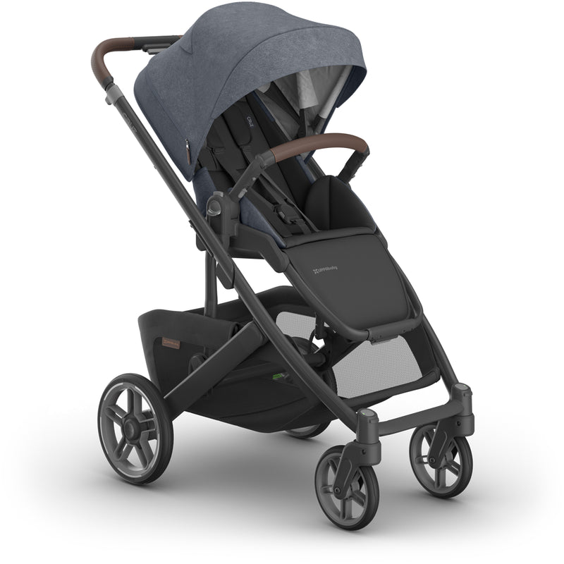 Back angle of uppababy Cruz V3 Stroller Julian, infant stroller with modular stroller frame and premium fabrics