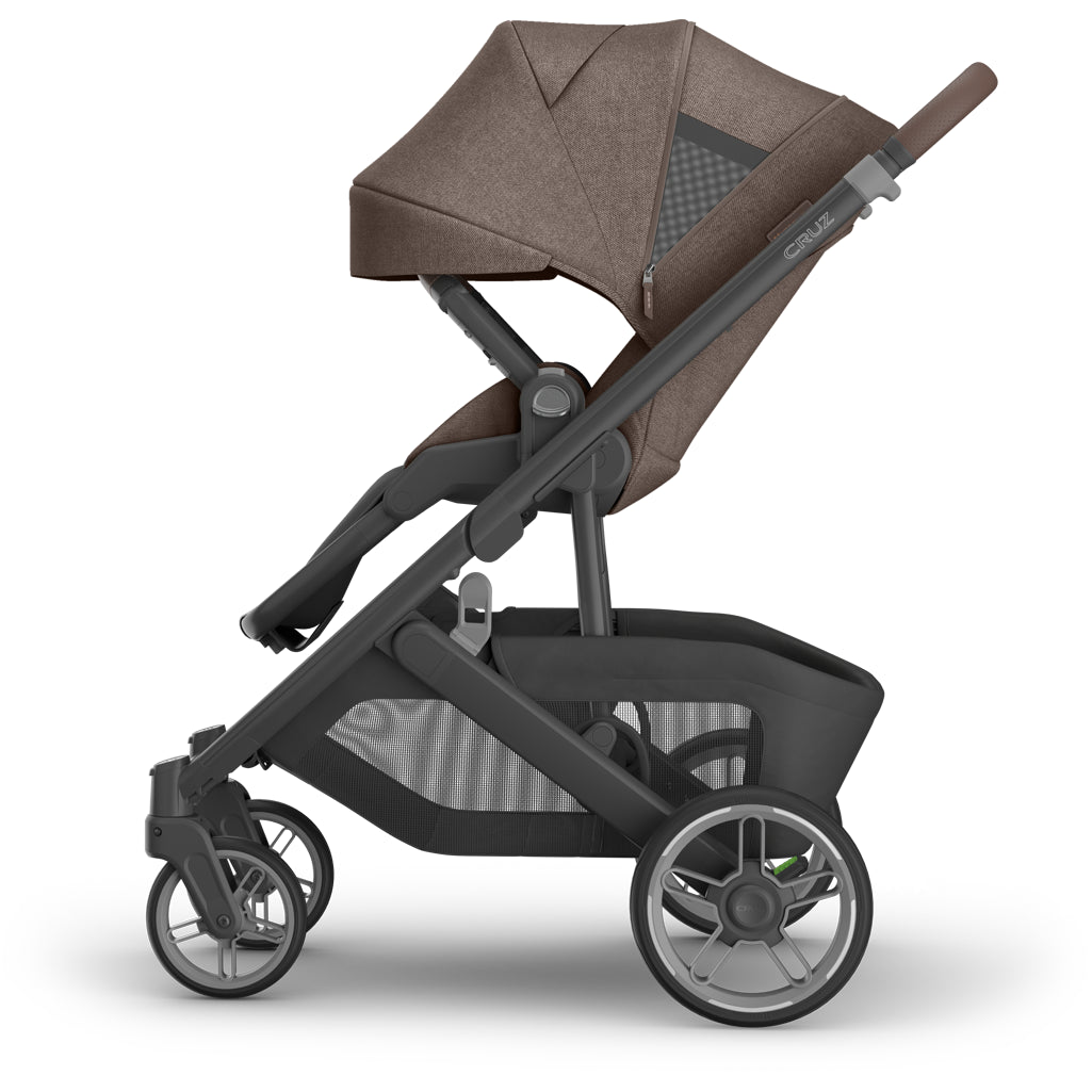Front angled view of Uppababy Cruz V3 Stroller Owen, stroller from newborn to toddler with modular seating