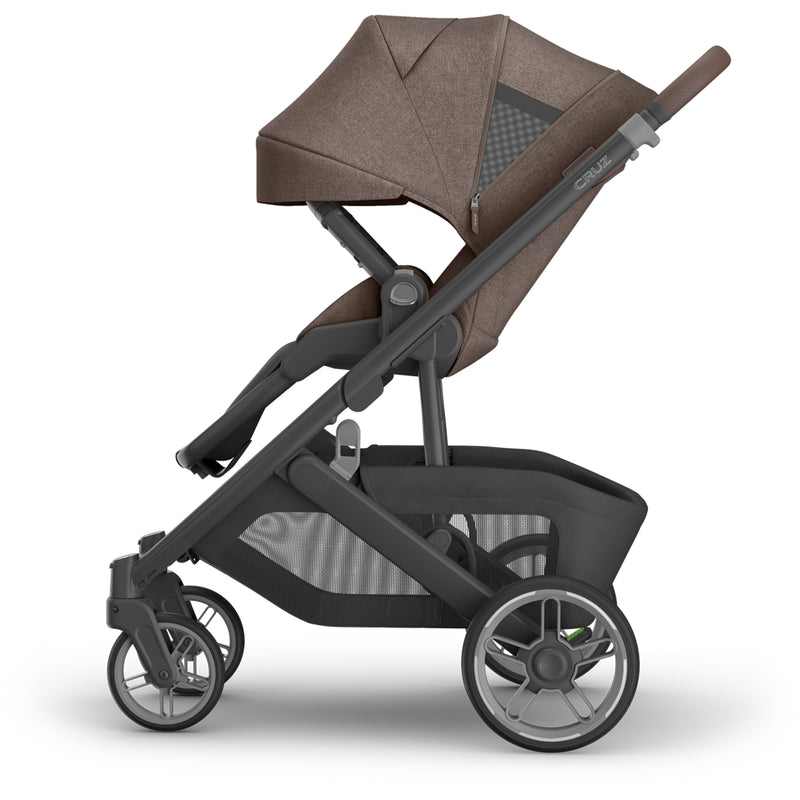 Front angled view of Uppababy Cruz V3 Stroller Owen, stroller from newborn to toddler with modular seating