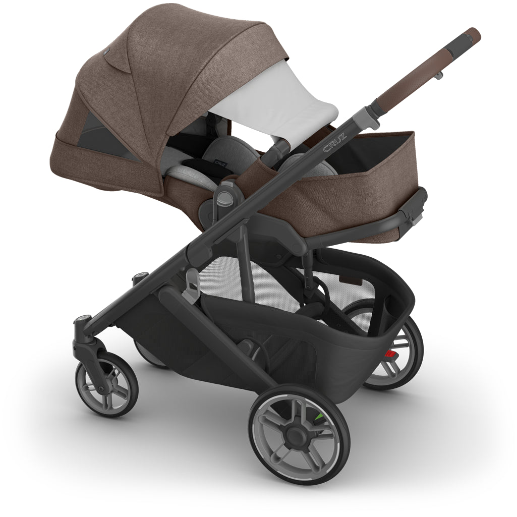Side profile of Uppababy Cruz V3 Stroller Owen, travel system stroller with lightweight frame and modular design