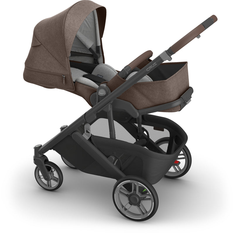 Right side detail of Uppababy Cruz V3 Stroller Owen, stroller for infant with compact fold and easy maneuverability