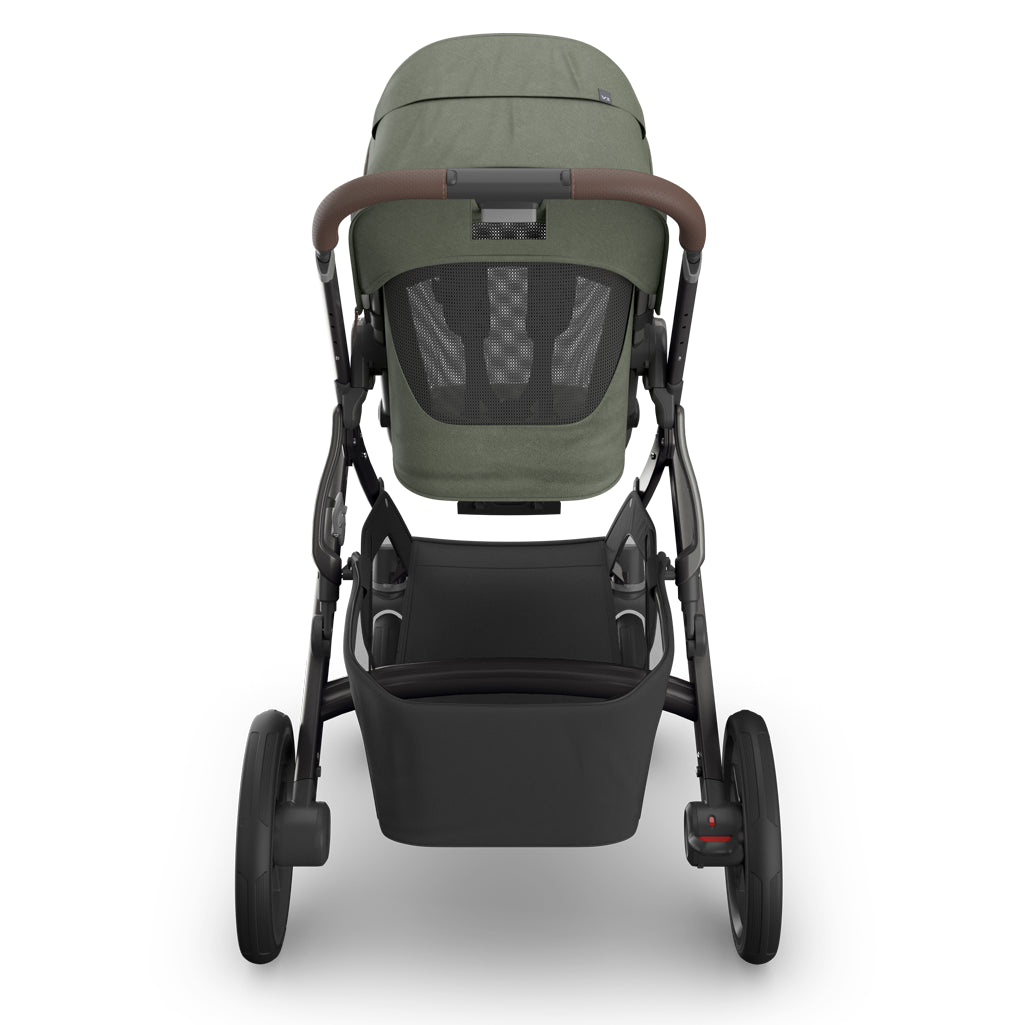 Highest headrest view of Uppababy Mesa V3 Infant Car Seat Evelyn green with best car seat for infant