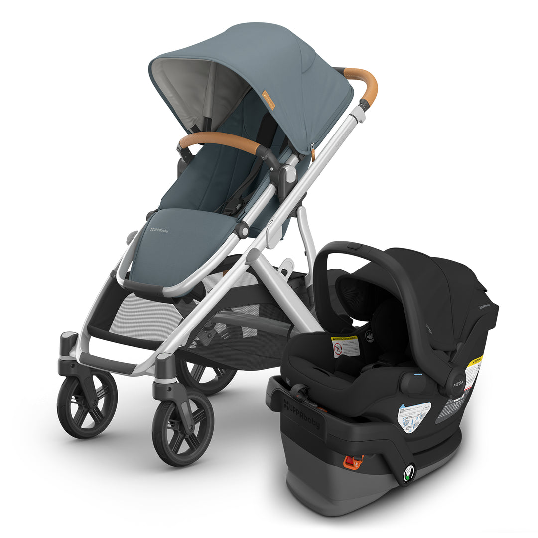 uppababy vista v3 in callum with mesa v3 infant car seat in jake black