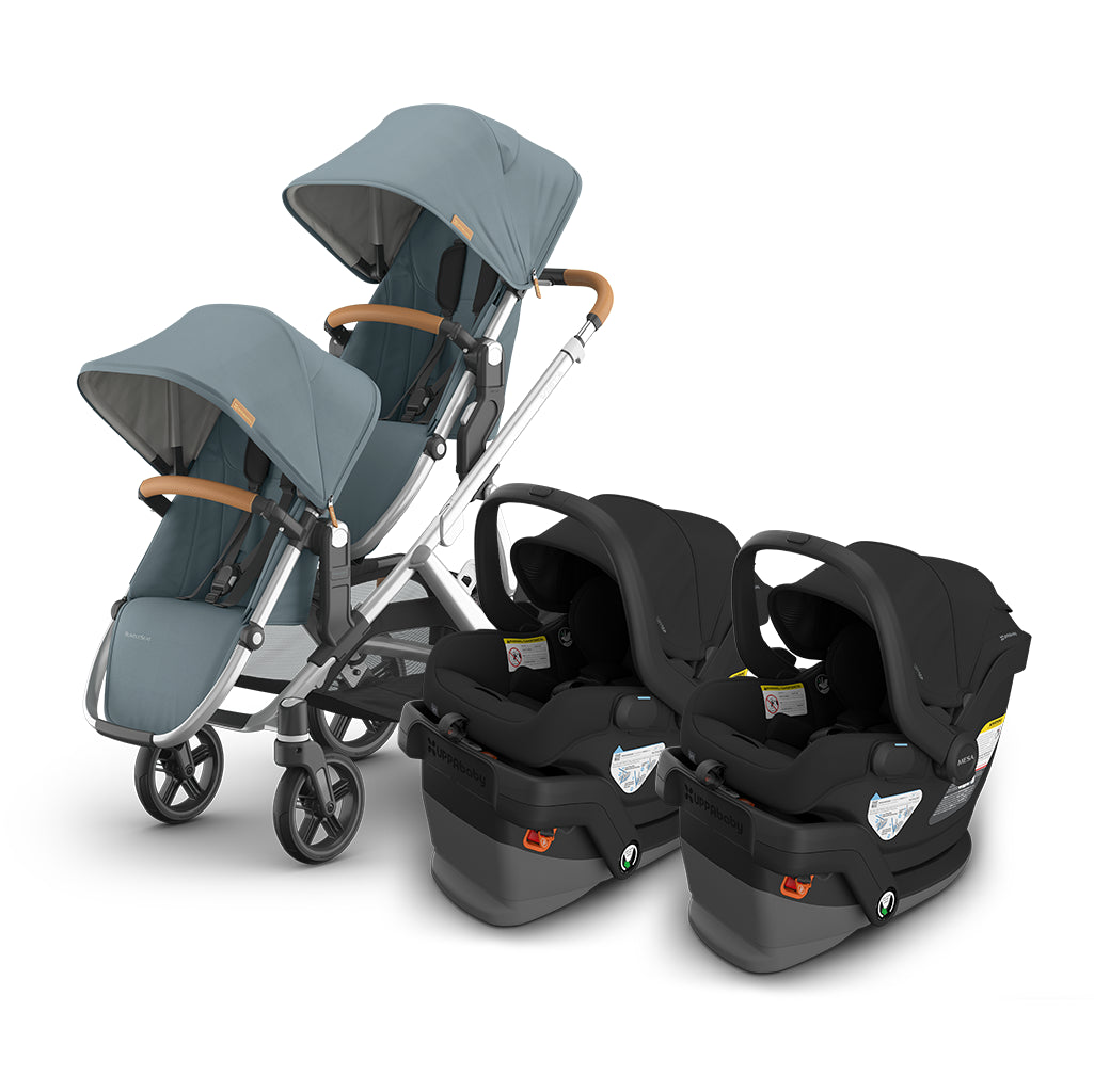 uppababy vista v3 twin stroller and mesa v3 travel system bundle