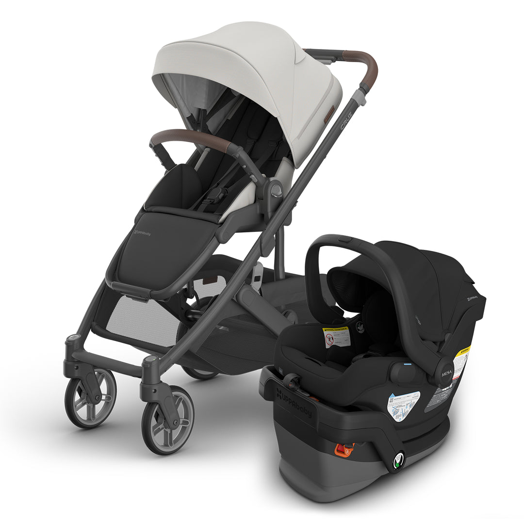 Jake Mesa V3 with Cruz V3 by UPPAbaby in Savannah, perfect lightweight stroller for toddler and infant travel.