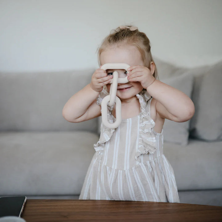 Mushie Shifting Sands baby teether toy for infant relief