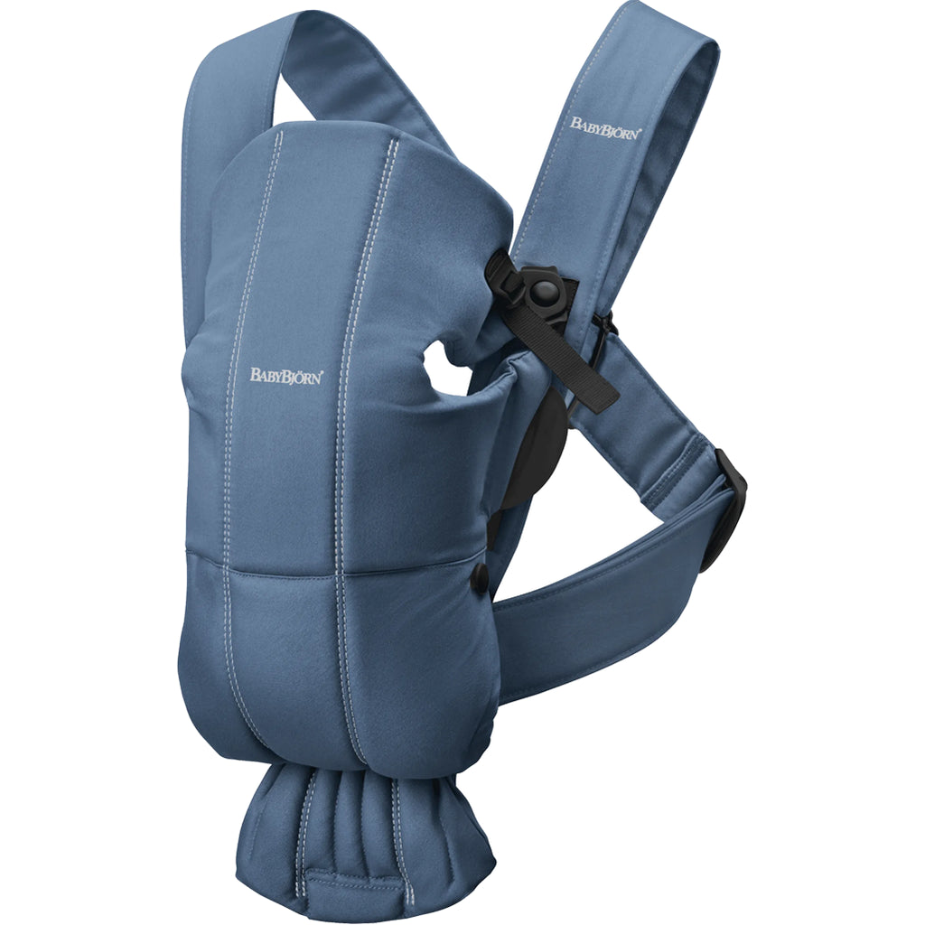 babybjorn blue baby carrier