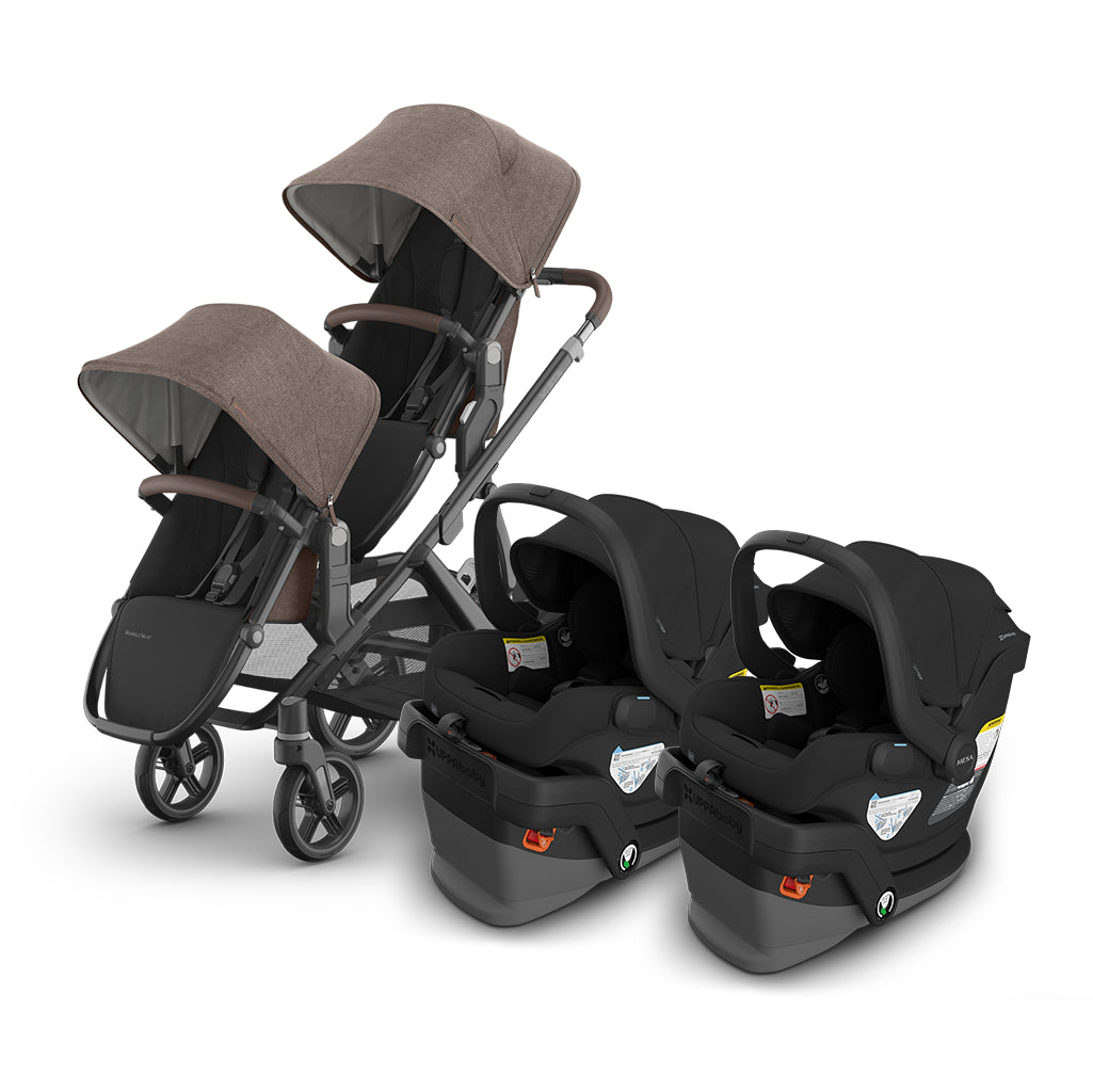 owen twi uppababy v3 twin bundle with extra rumblseat and two infant mesa v3 car seat 