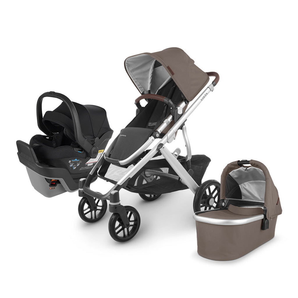 Vista V2 in Theo Stroller with a mesa max jake car seat by Uppababy