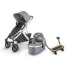 Uppababy Vista stroller with sibling piggy back in Gregory blue