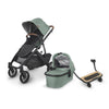 Uppababy Vista stroller with sibling piggy back in Gwen green