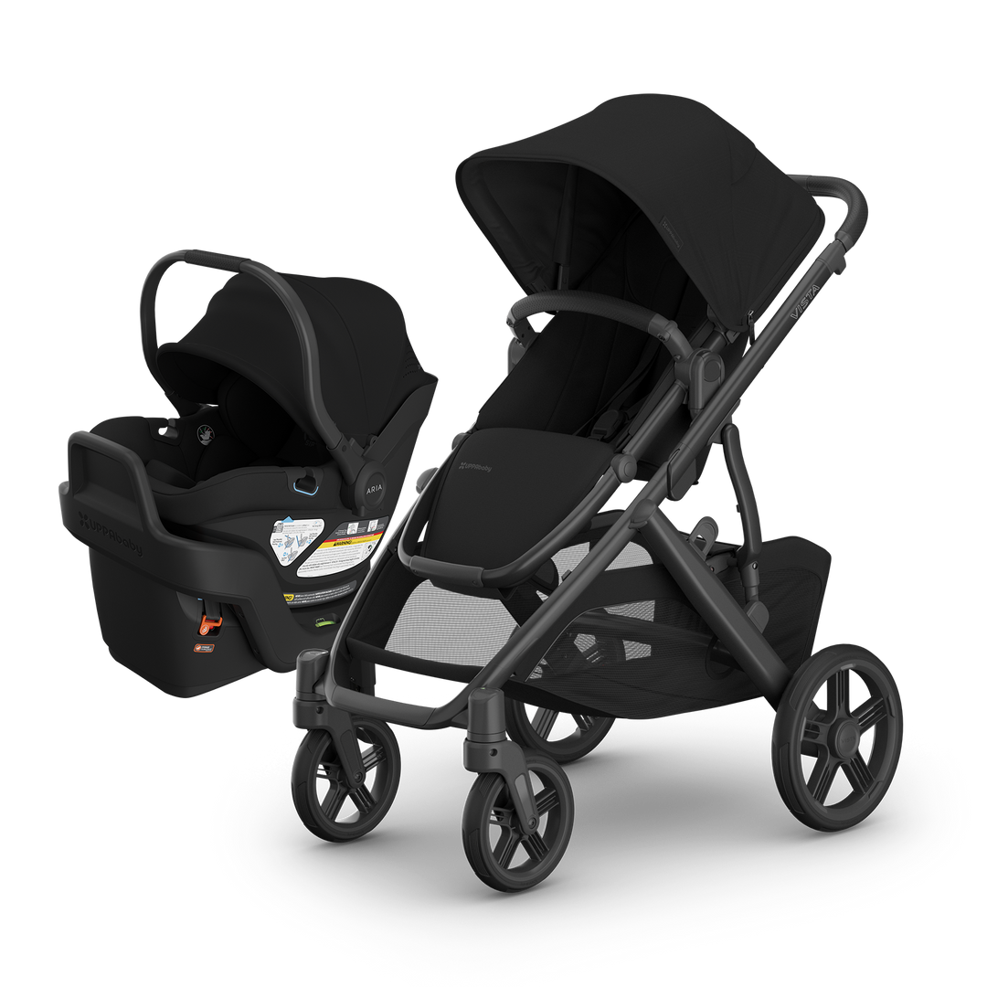 UPPAbaby Vista V3 Aria V2 James Black travel system — best all-black full-size stroller infant seat bundle