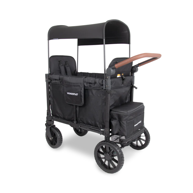 wonderfold W2 luxe pro stroller wagon for vacation all terrain wheels jet black dark black pure black 