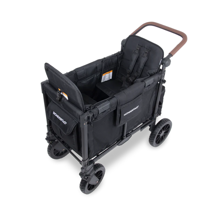 Created with practicality in mind, the black Wonderfold W2 Luxe Pro doble stroller provides roomy seating for two kids