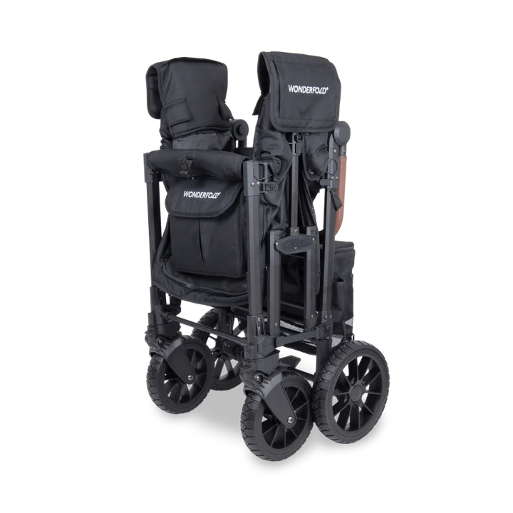 Delivering everyday ease, the black Wonderfold W2 Luxe Pro stroller wagon features durability and premium materials