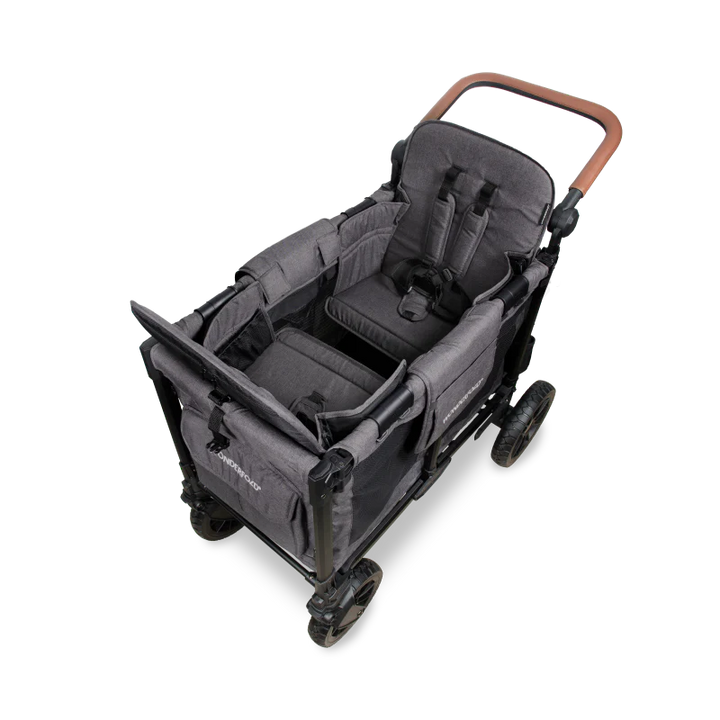 Crafted in gray, the Wonderfold W2 Luxe Pro best baby stroller provides luxury seating and effortless maneuverability