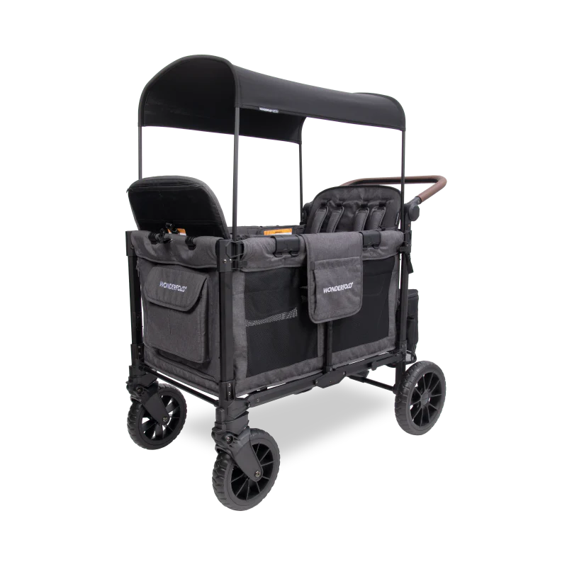 wonderfold w4 luxe pro stroller wagon charcoal gray all terrain wheels cooler zip bags 