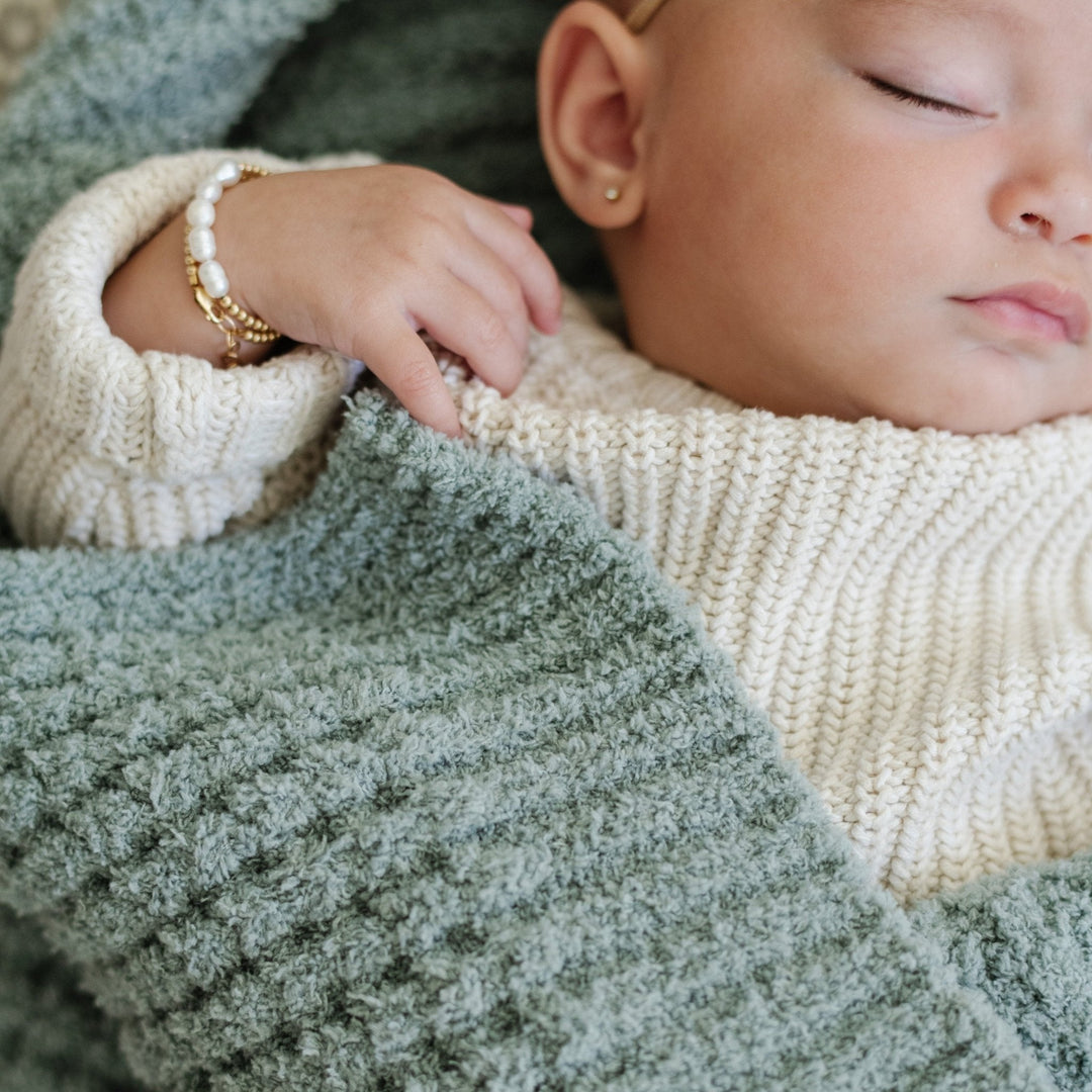 Saranoni Waffle Knit Receiving Blanket in Elm is one of the best baby blankets for little ones.