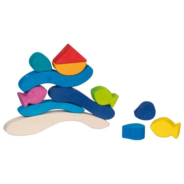 Goki Water World Stacking Game Colorful wooden toy with fish 