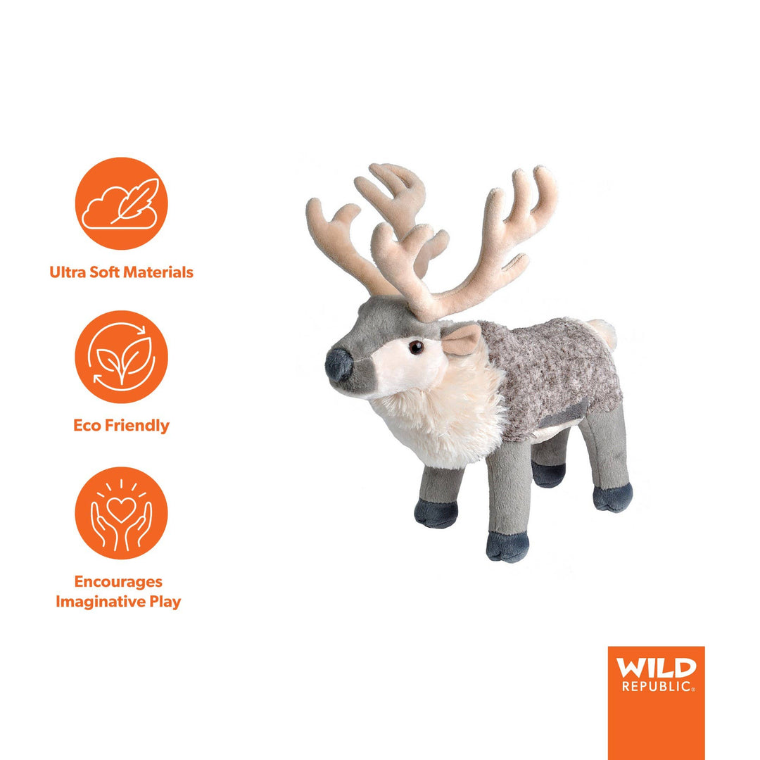 12 inch reindeer plush toy, Wild Republic Cuddlekins, stocking stuffer gift