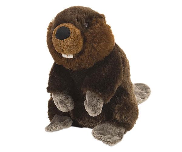 Brown beaver plush stuffed animal toy sitting 