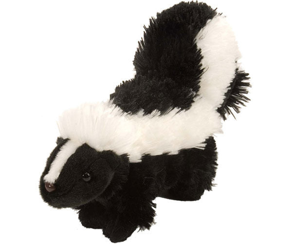 wild republic skunk baby plush toy for toddlers standing on four legs and staring at camera softly 