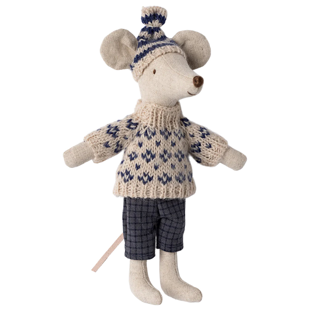 Maileg mouse dad winter ski set blue