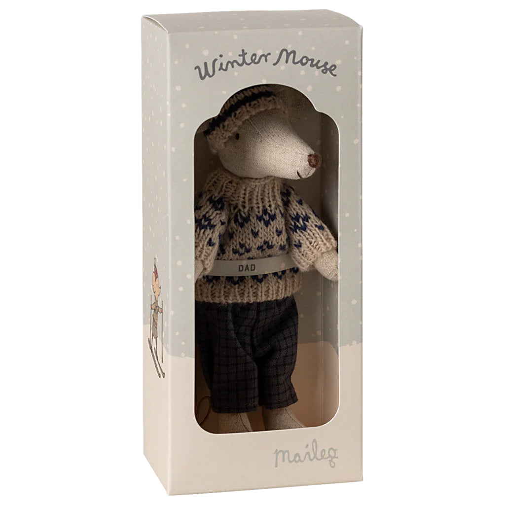 Maileg dollhouse winter ski set dad blue