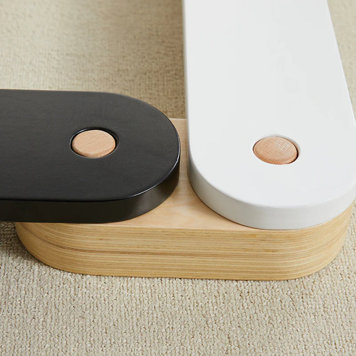 Detail of Wonder & Wise Balance Beam wood joinery, modern minimalist design for toddler play and physical development
