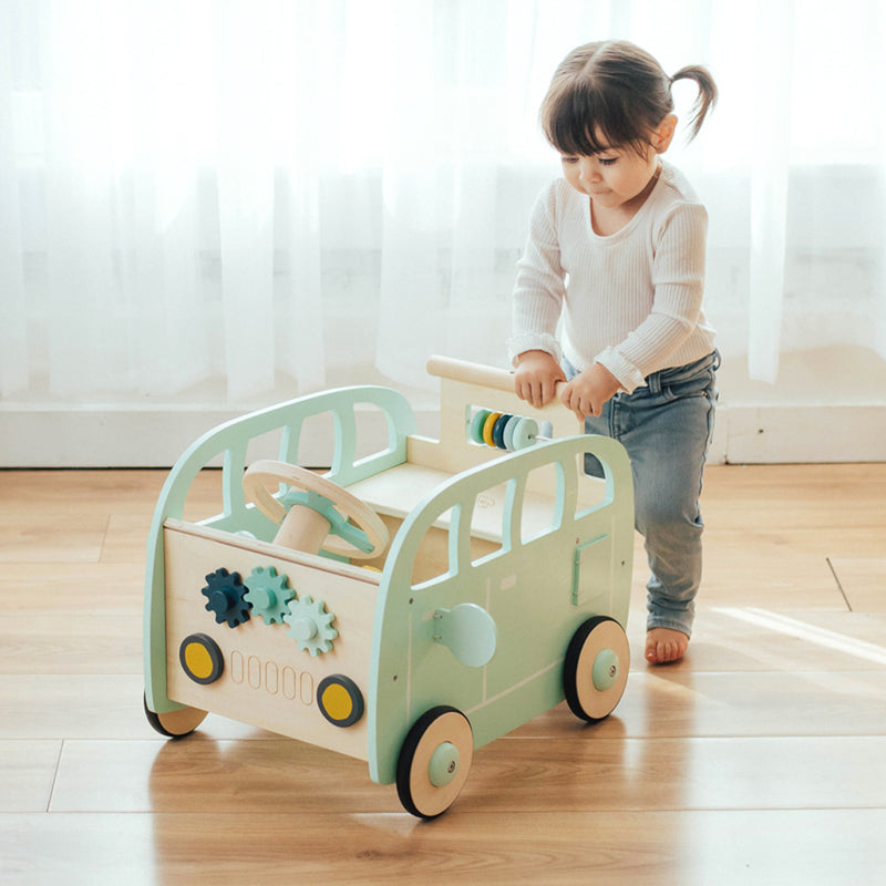 wonder and wise blue car walker scooter toy for toddler 