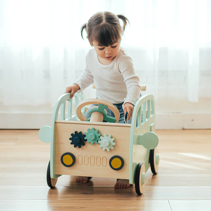 wonder and wise push and pull wooden walker car toy for baby