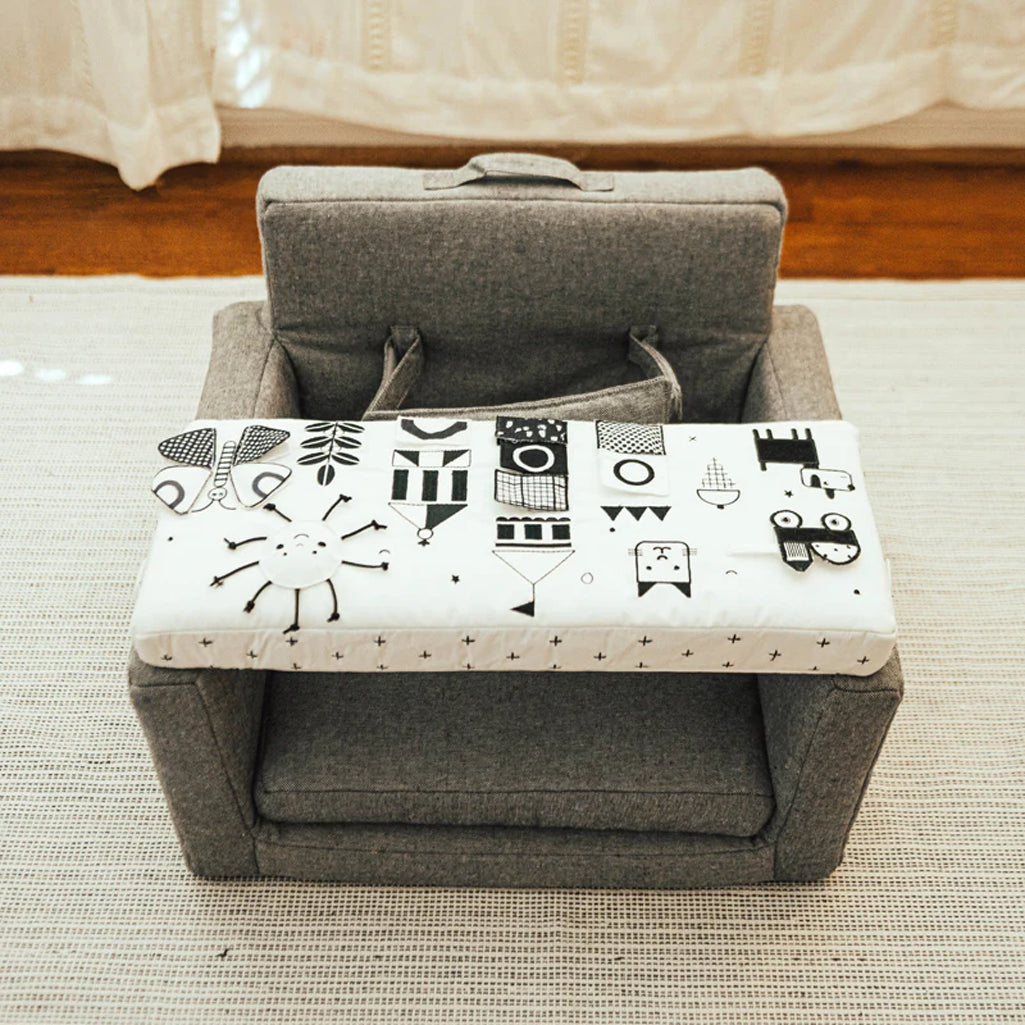 happy day wonder and wise square chair in black and white activity decor for baby 