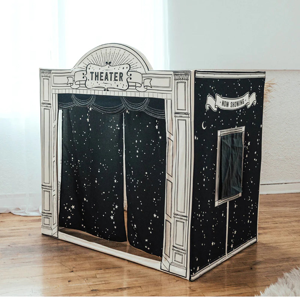 black and white kids wooden performance stage wonder and wise 