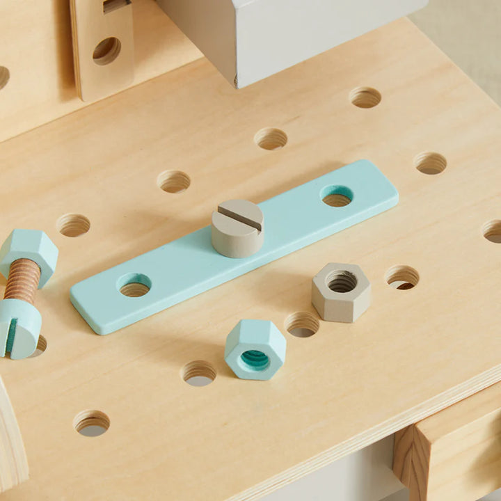 pretend play wooden wonder and wise kids workbench with screws and bolts 