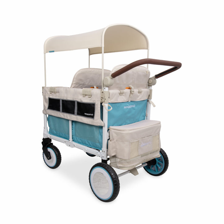 Bondi Blue VW4 Pro 4-seater stroller wagon with parent-facing benches and rear cooler