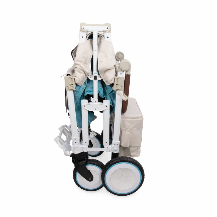 Compact fold: Bondi Blue VW bus 4 seater stroller wagon VW4 Pro folded, side view