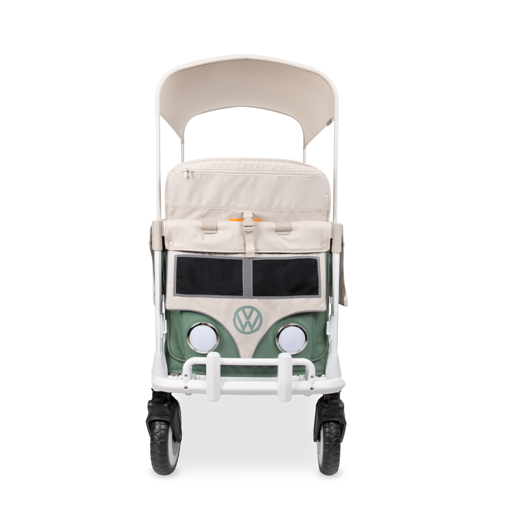 Volkswagen quad stroller wagon VW4 Pro, Sage Green, with XL all-terrain retro wheels